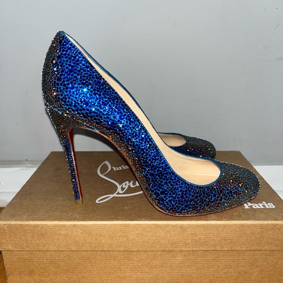 Christian Louboutin Glittering Blue Heels - Picture 1 of 5